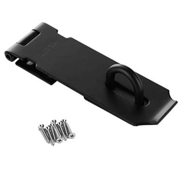 Imagem de Fechadura de porta de ferrolho de cadeado, trava de trava de porta de aço inoxidável SUS 304 de 12 cm, acabamento preto fosco