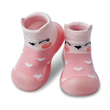 Imagem de Dookeh Sapatos de bebê meninos meninas sapatos de primeira caminhada antiderrapante sola macia tênis infantil babygirl meia sapatos, A2 - rosa, 6-9 Months Toddler