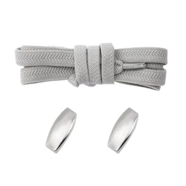 Imagem de Lock Elastic Laces Sneakers Tennis Shoelaces Without Ties Adult Kids Flat No Tie Shoelace For Shoes Accessories (Color : Light gray)