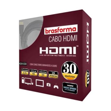 Imagem de Brasforma HDMI5030 Cabo HDMI 2.0 4K 3D 1080p Macho x Macho, Preto, 30 m