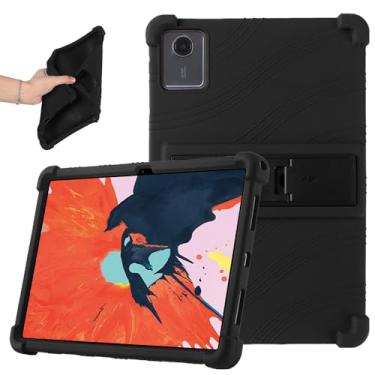 Imagem de Capa de silicone macio à prova de choque leve antiderrapante para crianças com suporte para Lenovo Tab M11 (TB-330FU/330XU) 27.9 cm (preto)