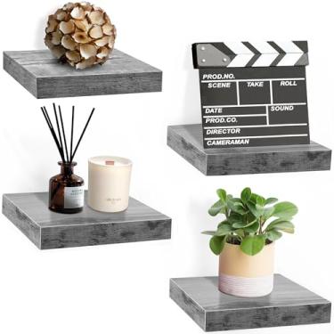 Imagem de Sorbus Prateleira quadrada flutuante para parede - 4 prateleiras pequenas com suportes de montagem invisíveis para decoração de sala de estar, quarto, decoração de banheiro, casa e cozinha -