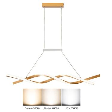 Imagem de Lustre Pendente Led 3 em 1 Aspiral Ondas Moderno Decoraçao Casa Sala de Jantar Recepçao Empresarial Residencial