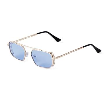 Imagem de JRLLFD Óculos de sol vintage retangular steam punk, óculos de sol retrô com lente vermelha, masculino, c5, tamanho único