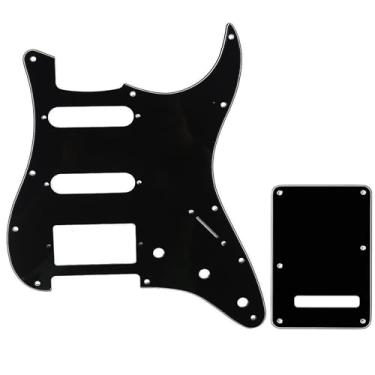 Imagem de Musiclily Kit Escudo HSS Pickguard Com Tampa Traseira para Guitarra Fender EUA/Mexicana Made Stratocaster Standard Estilo Moderno, 3 Camadas Preto