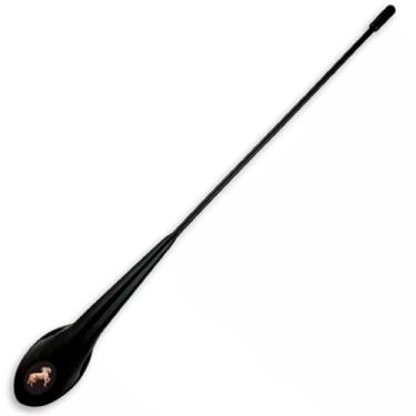 Imagem de Antena Decorativa Para Teto de Carro Veículo Universal 340mm Preta com Resinado Cavalo