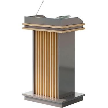 Imagem de Pódio de chão, suporte de púlpito, pódios de palestras/conferências de negócios, púlpito de madeira, com ampla superfície de leitura e prateleira de armazenamento, B
