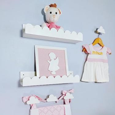 Imagem de Kit 4 Ganchos de parede Mdf laminado de Nuvem