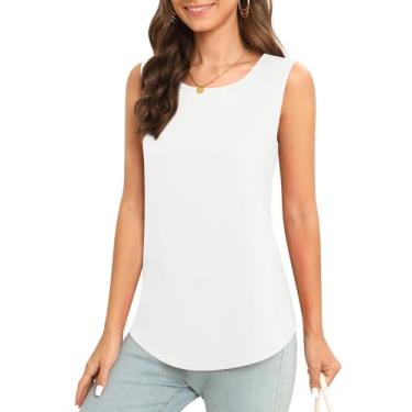 Imagem de MEILANZJ Regata feminina de chiffon sem manga para negócios, casual, túnica, Branco, G