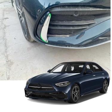 Imagem de SJBNKJYXGSLULU Para Mercedes-Benz C-Class 2022 2023 2024 Guarnição da tampa da lâmpada de neblina dianteira do carro, acessórios protetores decorativos exteriores do carro, prata (Sobrancelha de luz