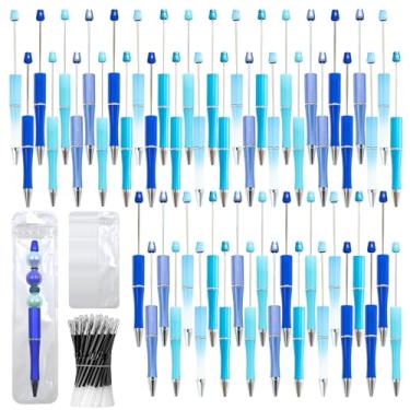 Imagem de DASTTUIS Kit de 300 canetas com contas DIY – 100 canetas esferográficas de plástico com refis e bolsas – material escolar, acessórios de escritório e itens decorativos para estudantes e professores