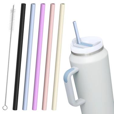 Imagem de Diumepo Canudos de silicone reutilizáveis para copo Stanley de 1,8 g, canudo de substituição de borracha longo de 30 cm para Quencher Copo de 1,134 g (pacote com 5)