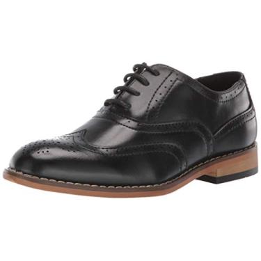 Imagem de STACY ADAMS Sapato Oxford infantil unissex Dunbar Wingtip, Preto, 6 Big Kid