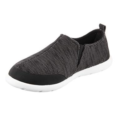 Imagem de Pantufa Masculina Ativate Mesclada Isotoner Zenz Fecho Traseiro, Sapato Sem Cadarço, Black Marbled, 12