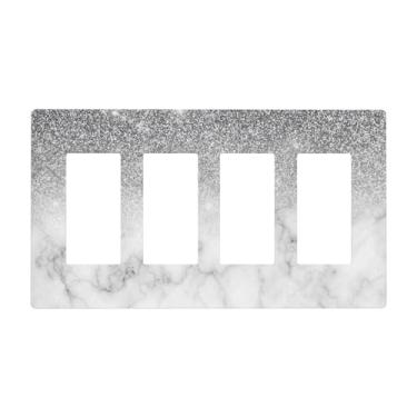 Imagem de Placa decorativa decorativa para interruptores de luz para interruptor de luz, 4 gangs, 4 Gang, quadriciclo, preto e branco, brilhante, sem parafusos