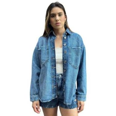 Imagem de Camisa Feminina Jeans Alongada Colcci Jeans-Feminino