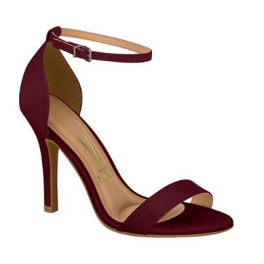 Imagem de Sandália Feminina Salto Fino Calcanhar Fechado Pelica Vizzano (Vinho, BR, Adulto, Numérico, 39)