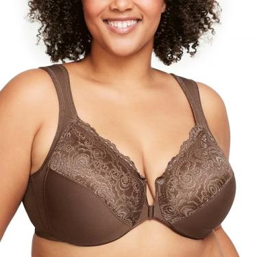 Imagem de Glamorise Sutiã feminino Wonderwire com fecho frontal com aro #1245, Mocha, 46D