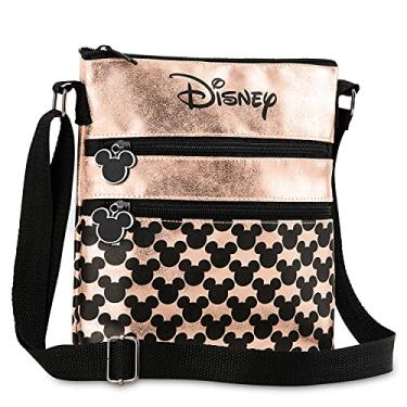 Imagem de Disney Bolsa de ombro feminina e adolescente, bolsa Mickey Mouse e Minnie Mouse, bolsa de ombro pequena feminina, Ouro rosa, One Size