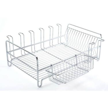 Imagem de Escorredor De Louças 14 Pratos 8 Copos Aço Cromado