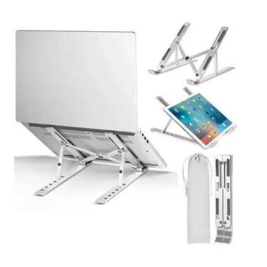 Imagem de Suporte Para Notebook Portátil De Mesa Prata Ajustável Apoio - Bc Bora