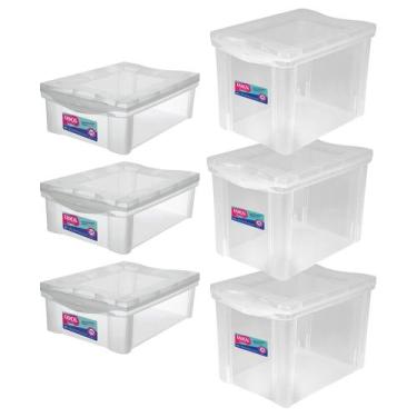 Imagem de Organizador Plástico 3 Un 30L+3 Un 13,5L Transparente Ordene