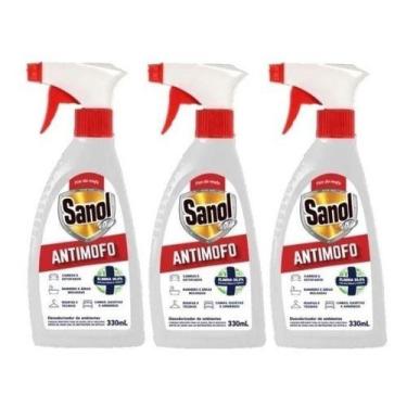 Imagem de Anti Mofo Desodorizador 330ml Sanol Ambientes Roupa Kit 3und