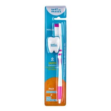 Imagem de Pack Escova Dental Cerdas Macias + Fio Dental Dentinho Klin, Rosa