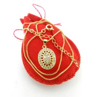 Imagem de Corrente Feminina 40/45cm 0.8mm Zirconia Banhado Ouro 18k CR733 - WNBI