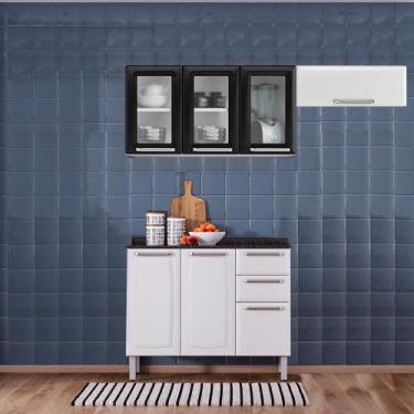 Imagem de Cozinha Itatiaia Luce 7 Portas Balcão 2 Balcão Vidro Preto/Branco