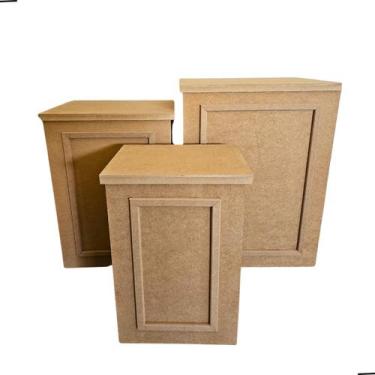 Imagem de Trio de Cubo Decorativo para Festas Moldura Mdf Cru Dobrável Compacto 