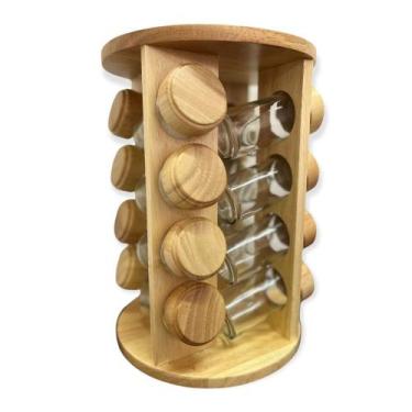 Imagem de Kit Porta tempero madeira com 16 peças - PORTA TEMPERO MADEIRA 16PCS