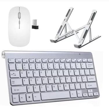 Imagem de Teclado e Mouse sem Fio Ultra Slim wireless e Suporte de Para Notebook