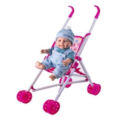 Imagem de Boneco Reborn Fralda Menino Realista Vinil + Carrinho Bebê - Milk Brin