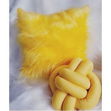 Imagem de 1 Almofada Pelo Alto Cheia + 1 Nó Nozinho - Gabi Flor, Amarelo