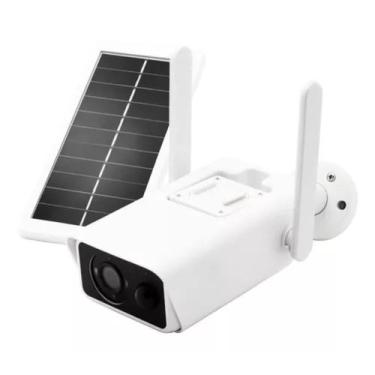 Imagem de Câmera Ip Bullet Segurança Wifi Ip66 Energia Solar Full Hd Cor Branco
