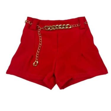 Imagem de Short Feminino Alfaiataria Com Cinto Infantil Lançamento - Ak Fashion 