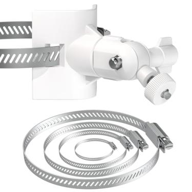 Imagem de Suporte universal ajustável de aço inoxidável, câmera de segurança externa, aro de 360 graus, braçadeira de mangueira, mastros, montagem sem furos compatíveis com Reolink/Nest/Arlo/Eufy/Wyze e outras