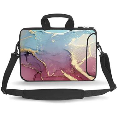 Imagem de HYUTOTA 11 11,6 12 12,5 12,5 13 polegadas capa para laptop/Chromebook/Ultrabook/Notebook PC bolsa mensageiro tablet capa de viagem neoprene alça de ombro com alça de ombro (mármore colorido)