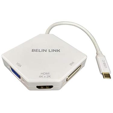 Imagem de Adaptador USB-C para VGA Thunderbolt 3 com conector banhado a ouro USB3.1 tipo C adaptador multiporta para VGA compatível com MacBook Pro/Dell XPS 13/Chromebook Pixel/Yoga 910/Miix 510, 3in1 Rhombus White