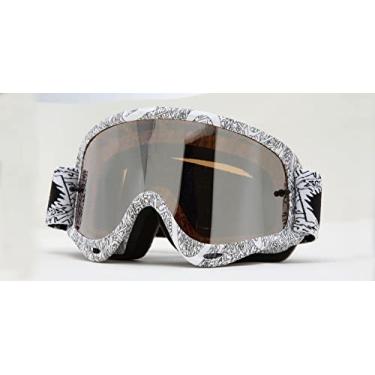Imagem de Oakley Armação gráfica Pro-Frame com lente irídio MX óculos, armação de texto Oakley branca/lente irídio preta, tamanho único