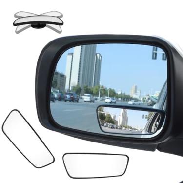 Imagem de GIVEUBED Espelho de ponto cego, espelho de carro retangular emoldurado, espelho grande angular de vidro HD atualizado, espelho retrovisor convexo ajustável de 360° para carro universal, espelho