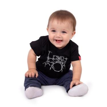 Imagem de Body Bebê Bateria Line Drum Preto - Art Rock, m