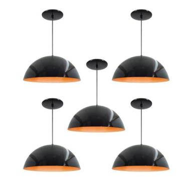 Imagem de Kit 5 Luminária Pendente Meia Lua 50cm Interior Laranja Com Fiação 110