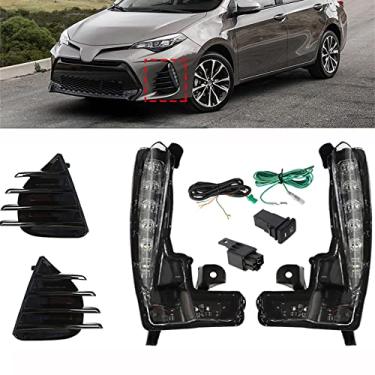 Imagem de munirater Pacote com 2 lâmpadas de neblina dianteiras de luz de circulação diurna com substituição de interruptor e chicote de torção para Toyota Corolla SE XSE 2017-2019