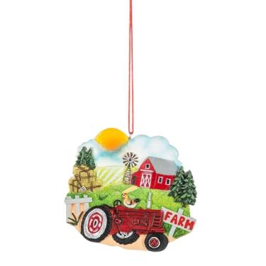 Imagem de Ganz Decoração festiva do meio-oeste, enfeite de Natal decorativo de resina de 7,5 x 7,5 cm, manhã na fazenda