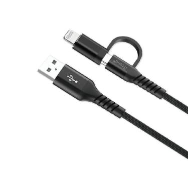 Imagem de Cabo iTrend USB-A para USB-C com Adaptador Lightning Preto iT-CBA2-1