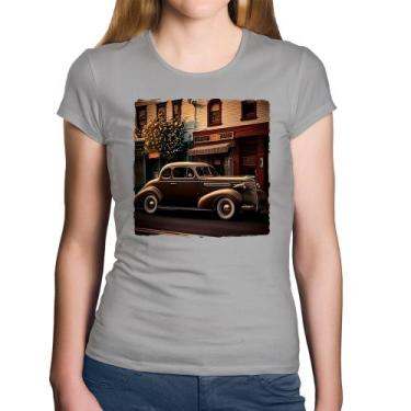 Imagem de Baby Look Algodão Carro antigo na cidade - Foca na Moda, Cinza, P