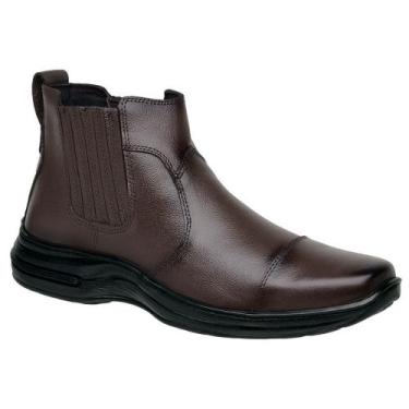 Imagem de Bota Botina Chelsea em Couro Masculina Texana Cano Baixo Exclusiva Lin