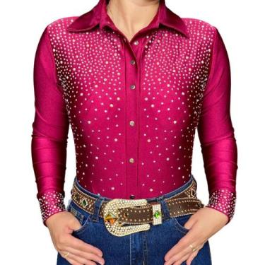 Imagem de Body Country Feminino Tipo Camisa Manga Comprida Com Brilho - Roz Coun